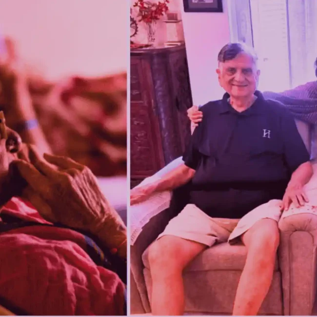 A collage of elder care service types — home nursing, daycare, and assisted living — representing the range of options covered in Samarth Eldercare's India guide