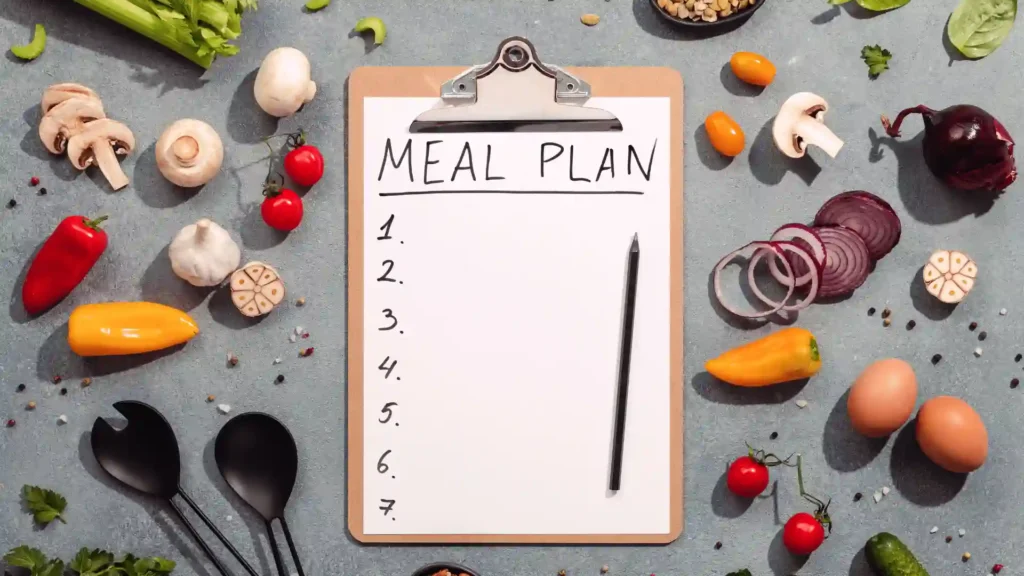 A neatly arranged weekly meal tray with balanced Indian foods — dal, sabzi, roti, and fruit — reflecting Samarth Eldercare's 7-day meal plan for elderly nutrition