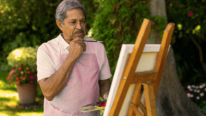 elderly person being creative